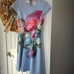 Ted Baker Blue Floral Dress. Size 1 EUC